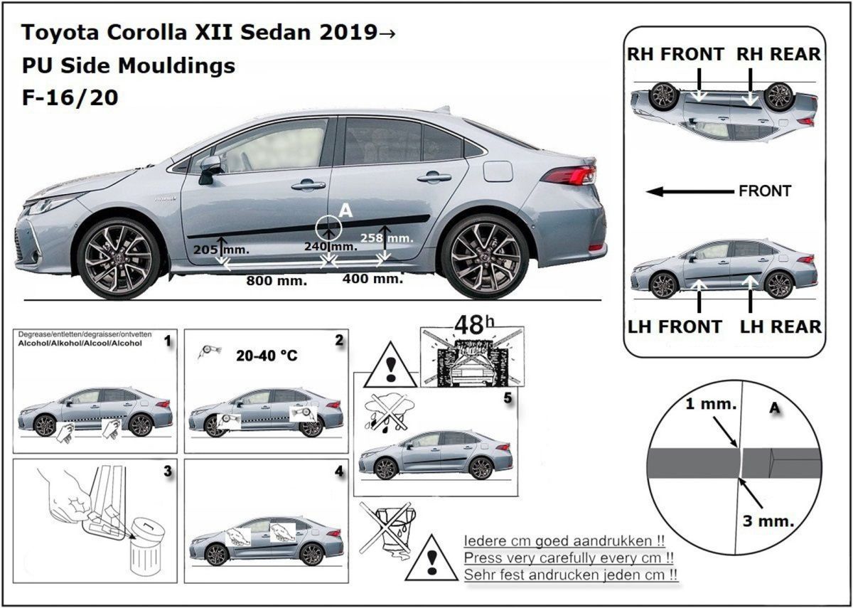 Listwy Boczne Na Drzwi Ochronne Toyota Corolla Xii E